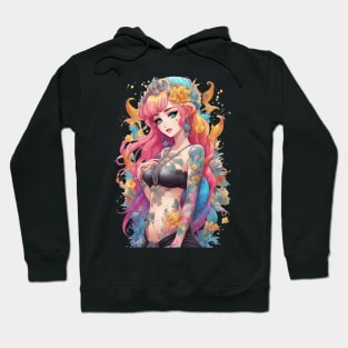 Ink Stains and Tears Emo Goth Anime Girl Hoodie